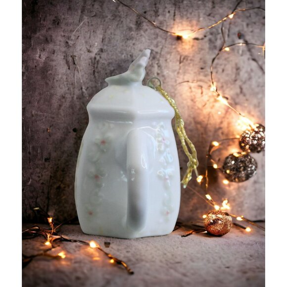 Vintage 1994 Enesco Precious  Moments Boy Wrapped In Lights Teapot Ornament - Picture 2 of 6